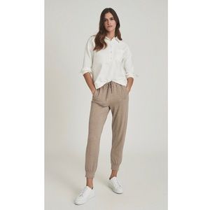 Reiss Jules Soft Brushed Jogger Pant in Taupe Light Brown Loungewear Size Small